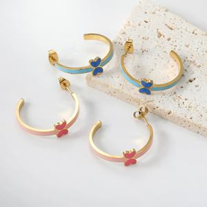 Nuevos y Modernos Pendientes de Aro de Acero Inoxidable con Baño de Oro PVD de 18k, Joyería de Moda, Pendientes de Mariposas Huecas al por Mayor para Mujer - Product Image 1