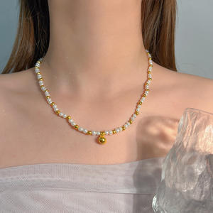 批发奢华法国复古复古花朵珍珠吊坠串珠项链时尚女式毛线链饰品配件 - Product Image 6