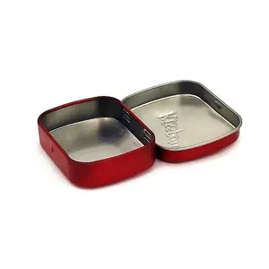 Food Grade Rechthoek Aangepaste Gedrukt Goedkope Kleine Mini Metalen Mint Blikken Doos Kauwgom Tin Case Met Scharnier