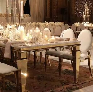 Vente en gros bon marché chaise de banquet pour fête en plein air chaises de salle à manger de mariage or blanc - Product Image 1