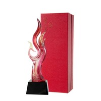 Trophée en verre de jade Liuli en forme de phénix - Technique de sablage de couleur personnalisée - Écologique