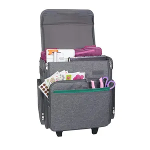 Collapsible Rolling Craft Bag Tote with Wheels for Scrapbook & Art Storage Organizer Case for IRIS Boxes for Teachers & Medical