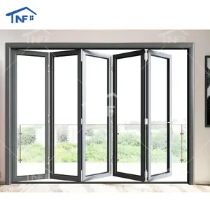 Florida Miami-Dade Approved Soundproof House Exterior Bi Fold Patio Doors Aluminum Powder Coated French Glass Folding Door