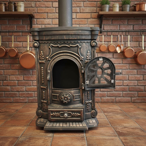 Stufa a Legna <span class=keywords><strong>Vintage</strong></span> in Ghisa Stile Western per Uso Interno - Product Image 1