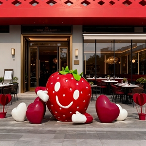 CS231 Fiberglass Unique Cartoon Rabbit Statue Resin Craft for Cultural Space <b>Ornament</b> Big Size Animal Sculpture with Red Heart - Product Image 3