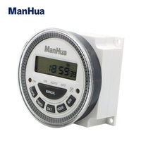 Manhua MT619 220VAC 12VDC Timer Digital Terprogram Bertenaga Baterai dengan 17 Operasi Nyala/Mati 1-168 Jam