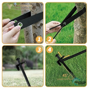 Piquets métalliques à angle droit pour tente de camping, avec cordes et sangles, pour toutes les saisons, 4 pièces et plus - Product Image 3
