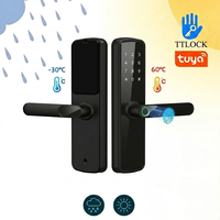 Vente flash - Serrure intelligente TTlock Tuya avec empreintes digitales, carte numérique, fonctions de sécurité, serrure de porte semi-automatique