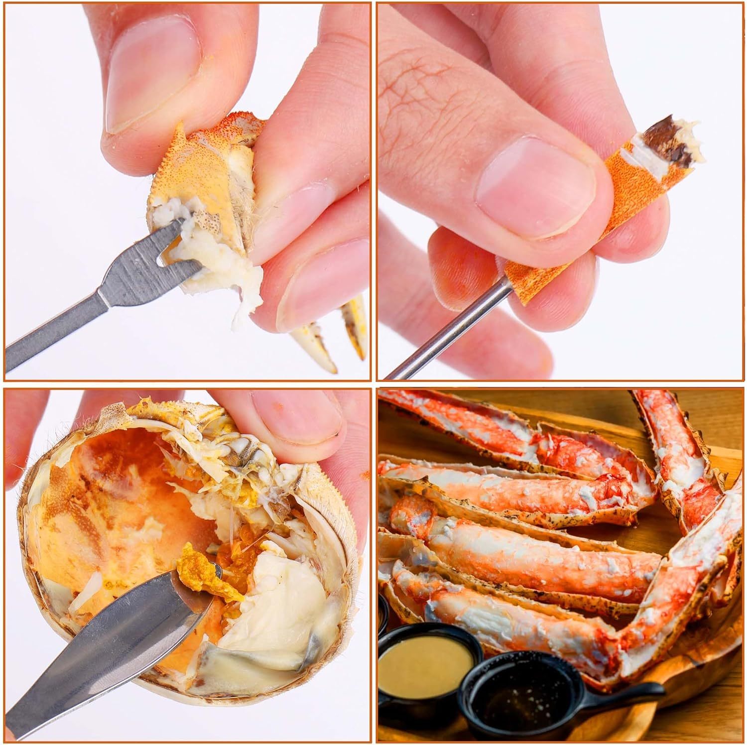 Crab Crackers & Tools Set - Multifunctional Stainless Steel Crab Leg Cracker, Fork, Pick & Spoon For Lobster & Seafood - View #6