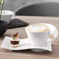 Ensemble de tasses à expresso classiques OEM en porcelaine céramique, 8 oz, blanc, couleur personnalisée, logo, passe au lave-vaisselle, avec soucoupes