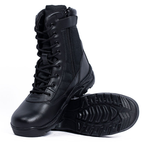 Bottes tactiques pour hommes en cuir véritable avec doublure en mesh respirant, semelle extérieure en caoutchouc durable antidérapante, pour l'extérieur