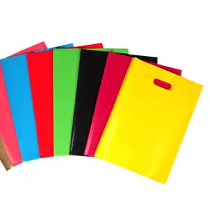 Custom Logo Cheap Plastic apparel shopping Printing die cut handbag PE Shoes Cloth packaging Clothing Bag