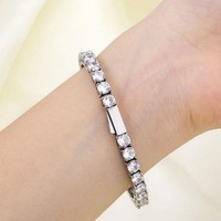 Bracelet unisexe en acier inoxydable avec zircon, design géométrique Hip-Hop, serti griffe, inaltérable, idéal pour la douche, cadeau