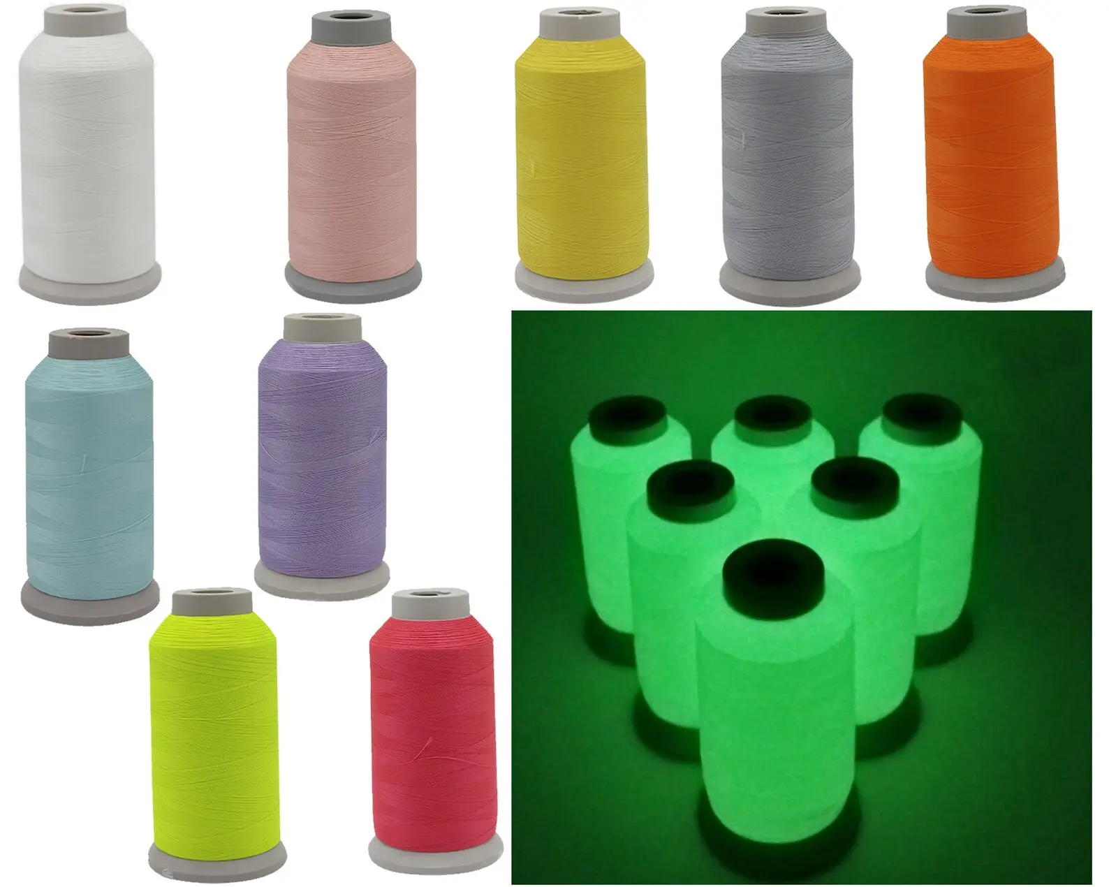 100% polyester luminary luminous neon threads glow in the dark nylon sewing thread