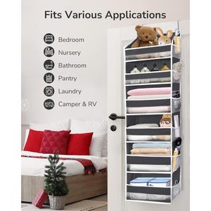 Organisateur à suspendre sur la porte, 18 poches, gris foncé, type crochet, rangement pour chambre à coucher, placard, jouets, cosmétiques, couches, articles divers - Product Image 5