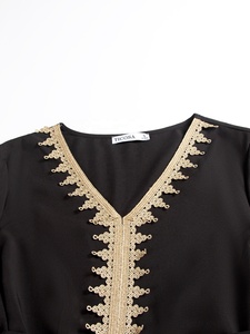 Nuevo Vestido Abaya Musulmán Árabe de Oriente Medio con Diseño de Parches y Cinturón, Vestido Largo Formal para Celebraciones Religiosas - Product Image 6