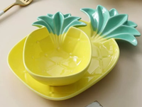 Bols classiques en céramique Yixing en forme d'ananas pour le petit-déjeuner, le riz frit, les collations, les salades de fruits et les desserts, parfaits pour le camping