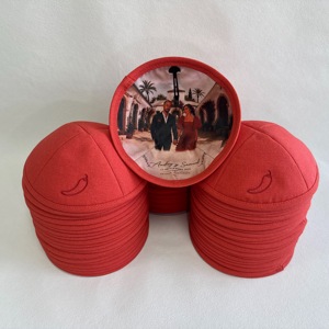 Kipá <span class=keywords><strong>de</strong></span> Lino YARMULK con Bordado Tono sobre Tono, Forro Interior con Foto Personalizada, Transpirable, para Bodas Judías, Todas las Estaciones, Sephardí - Product Image 4