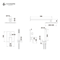 Mitigeur de Douche Mural Encastré en Acier Inoxydable 304 avec Valve d'Équilibre de Pression, Robinet à Effet Pluie pour Salle de Bain avec Fonction Chaud et Froid