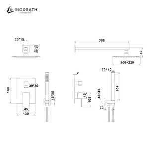 Wandgemonteerde 304 roestvrijstalen regendouchemengkraan met verborgen drukbalansventiel en warm-koud functie - Product Image 4