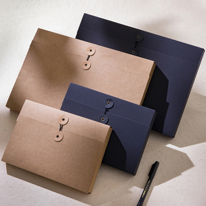 Custom Logo <strong>Kraft</strong> Paper <strong>A4</strong> Document Packaging <strong>Envelope</strong> with <strong>String</strong> Closure with Bottom - Product Image 1