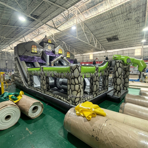 Castillo Inflable Comercial para Niños, con Temática de Carnaval Fantasmal de Halloween, con Cuatro Toboganes y Pista de Obstáculos - Product Image 3