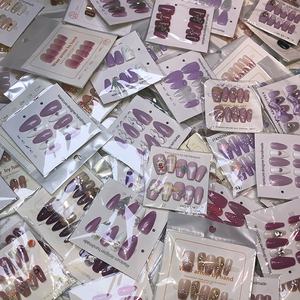 Precio de Fábrica al por Mayor, Estilo Morado, 10 Piezas/Juego, <span class=keywords><strong>Uñas</strong></span> Acrílicas Hechas a Mano, <span class=keywords><strong>Uñas</strong></span> Postizas de Cobertura Completa, Marca Privada - Product Image 1