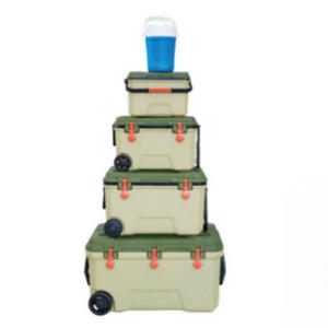 Glacière de camping/pêche d'extérieur moderne à roulettes robustes en PP et PU, étanche, avec <span class=keywords><strong>bac</strong></span> à glaçons intégré et ouvre-bouteille (16-140L) - Product Image 2