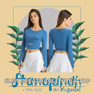 Camiseta Deportiva de Yoga para Mujer, Delgada, Transpirable, Personalizable, Manga Larga, para Fitness y Running, Ligera y Cómoda, de Spandex/Nylon - Product Image 2