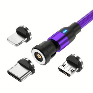 1M Cell Phone 3 in 1 Magnetic USB <b>Cable</b> Braided Charging Magnetic <b>Cable</b> High Quality 3 in 1 Fast Charger <b>Cable</b> Line - Product Image 1