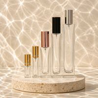 Meilleur prix de gros pour flacon de parfum en verre cylindrique haut avec pompe pulvérisatrice métallique pour les marques de cosmétiques et de soins personnels