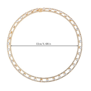 Novedad Transfronteriza: Collar de Zirconia de 2 Hileras con Alambre de Acero Elástico, Diseño Abierto, Tendencia Exagerada, Collar de Diamantes de Imitación al por Mayor - Product Image 3