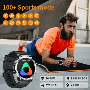 Herren Smartwatch 1,43 Zoll AM LED-Bildschirm Herzfrequenz-Schrittzähler Taschenlampe Edelstahlarmband Sport <span class=keywords><strong>Android</strong></span> Stoppuhr - Product Image 4