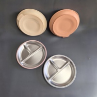 Assiette d'apprentissage pour bébé personnalisable, durable, sans BPA, antidérapante, en acier inoxydable 304 de qualité alimentaire, avec compartiments et ventouse en silicone