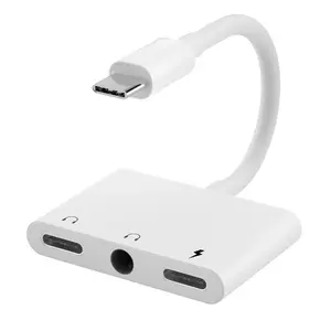 3 ב 1 מיקרופון אוזניות סוג-C Aux שקע נייד טלפון USB-C כדי 3.5mm אודיו ממיר פ"ד מהיר טעינת אוזניות מתאם