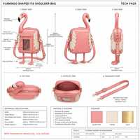 Sac à bandoulière Ita Bag en cuir PU rose en forme de flamant rose avec fenêtre en PVC, fabrication d'échantillons OEM ODM