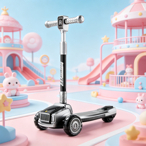 Trottinette pliable Tigerkidjoy avec guidon <span class=keywords><strong>en</strong></span> aluminium réglable <span class=keywords><strong>en</strong></span> hauteur, design à 3 roues pour les enfants de 4 à 12 ans - Product Image 3