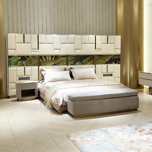 <span class=keywords><strong>Letto</strong></span> Matrimoniale Moderno di Lusso in Pelle per Villa, Arredamento di Alta Gamma con <span class=keywords><strong>Testiera</strong></span> Imbottita - Product Image 1