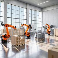 Robot Industri KUKA KR340 R3400-2 6-Axis, Beban Angkut 340kg, Jangkauan 3400mm, Workstation Robot Palletizing untuk Penanganan dan Palletizing