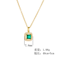 AN524 Nuevo Producto Collar con Colgante de Esmeralda Sintética Cuadrada de 5*5mm en Plata de Ley 925