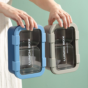 2 <b>Compartment</b> 304 Stainless Steel <b>Lunch</b> <b>Boxes</b> Leakproof PP AS Bento Box Transparent Lid Custom Logo For Office School Outdoor - Product Image 3
