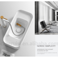 Lavabo vasque rectangulaire en céramique blanc élégant et long, lavabo de salle de bain moderne au-dessus du comptoir, pour une rénovation élégante