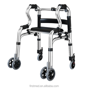 Andador con <span class=keywords><strong>Ruedas</strong></span> Plegable de Aluminio de 4 <span class=keywords><strong>Ruedas</strong></span>, Asiento con Altura Ajustable, Asiento Abatible, Frenos de <span class=keywords><strong>Mano</strong></span>, Certificado CE para Personas Mayores - Product Image 4