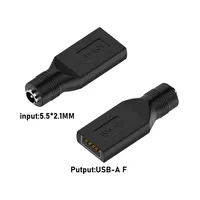 Convertidor USB a DC Hembra, 5V/12V DC5.5X2.1mm, Cable Adaptador con Conector F para Computadora Portátil, PC, Conector de Alimentación USB