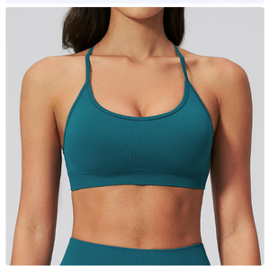 Soutien-gorge de yoga pour femmes européennes et américaines, maintien élevé, bretelles croisées, respirant, séchage rapide, ajustement parfait, sport, course à pied, fermeture avant - Product Image 6