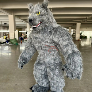 Agile selvaggio grigio nero peloso lupo mascotte Costume Unisex uomo lupo maschera-es Costume mascotte per eventi noleggio 2.6m - Product Image 1