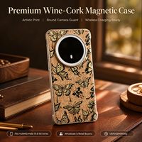 Étui magnétique en liège écologique avec motif papillon pour HUAWEI Mate 70 60 Series, compatible avec la charge sans fil