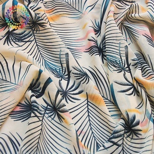 Tissu en crêpe de soie perlée à <span class=keywords><strong>imprimé</strong></span> palmier <span class=keywords><strong>tropical</strong></span> pour robe - Product Image 5