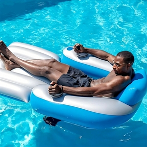 Flotador Inflable para Piscina de PVC, con Dos Hélices y Portavasos, para Adultos, para Piscina, Playa, Verano, Color Azul - Product Image 6