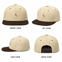 Topi Snapback 6 Panel Berstruktur dengan Bordir Patch Kontras Dua Warna, Bahan Katun Twill, Custom Grosir